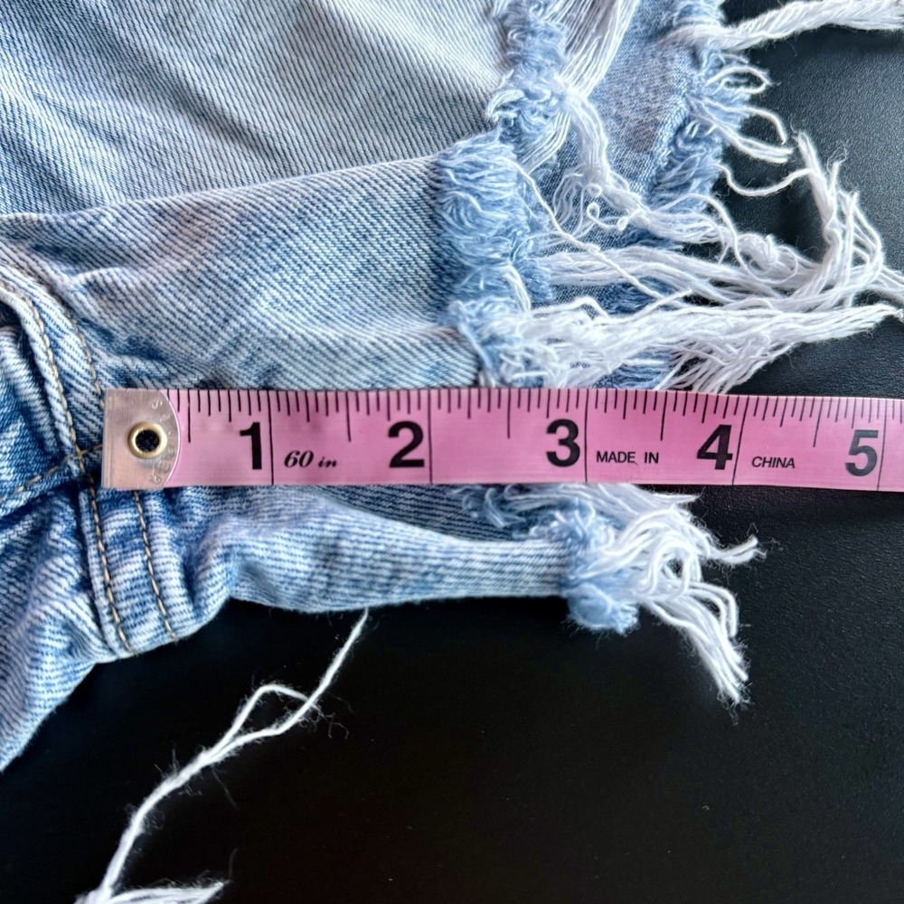 Pistola High Rise Distressed Cut Off Denim Shorts Light Blue Size 26 - Picture 6 of 7